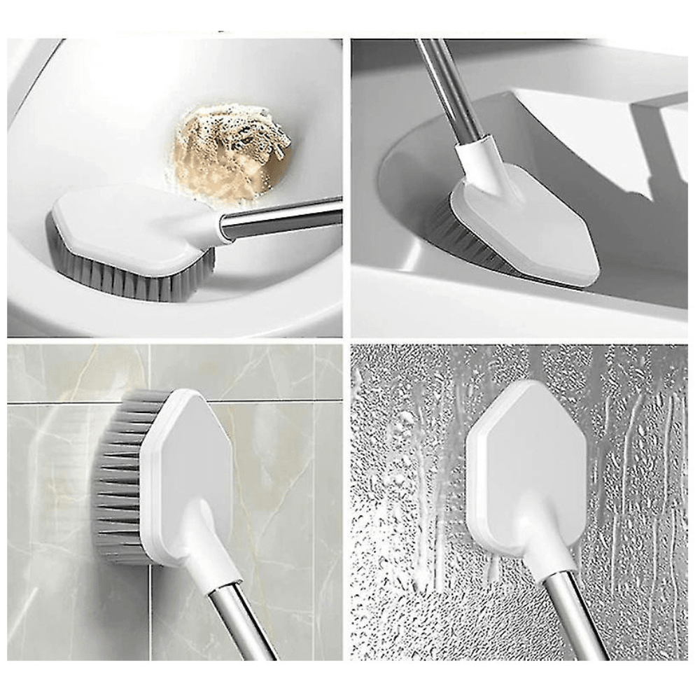 2in1 Toilet Brush, Efficient Cleaning, Silicone Brush, Hygienic Container, Tile Brush, 42cm, White
