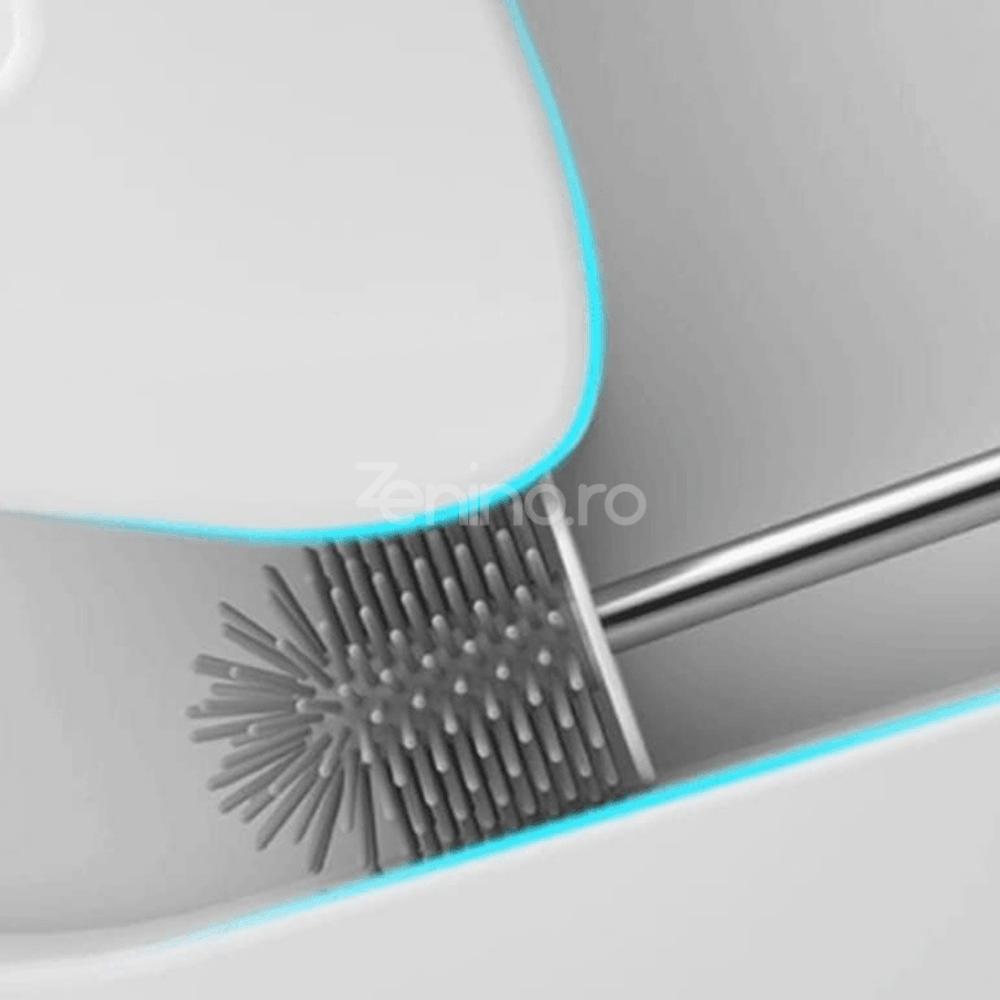 2in1 Toilet Brush, Efficient Cleaning, Silicone Brush, Hygienic Container, Tile Brush, 42cm, White