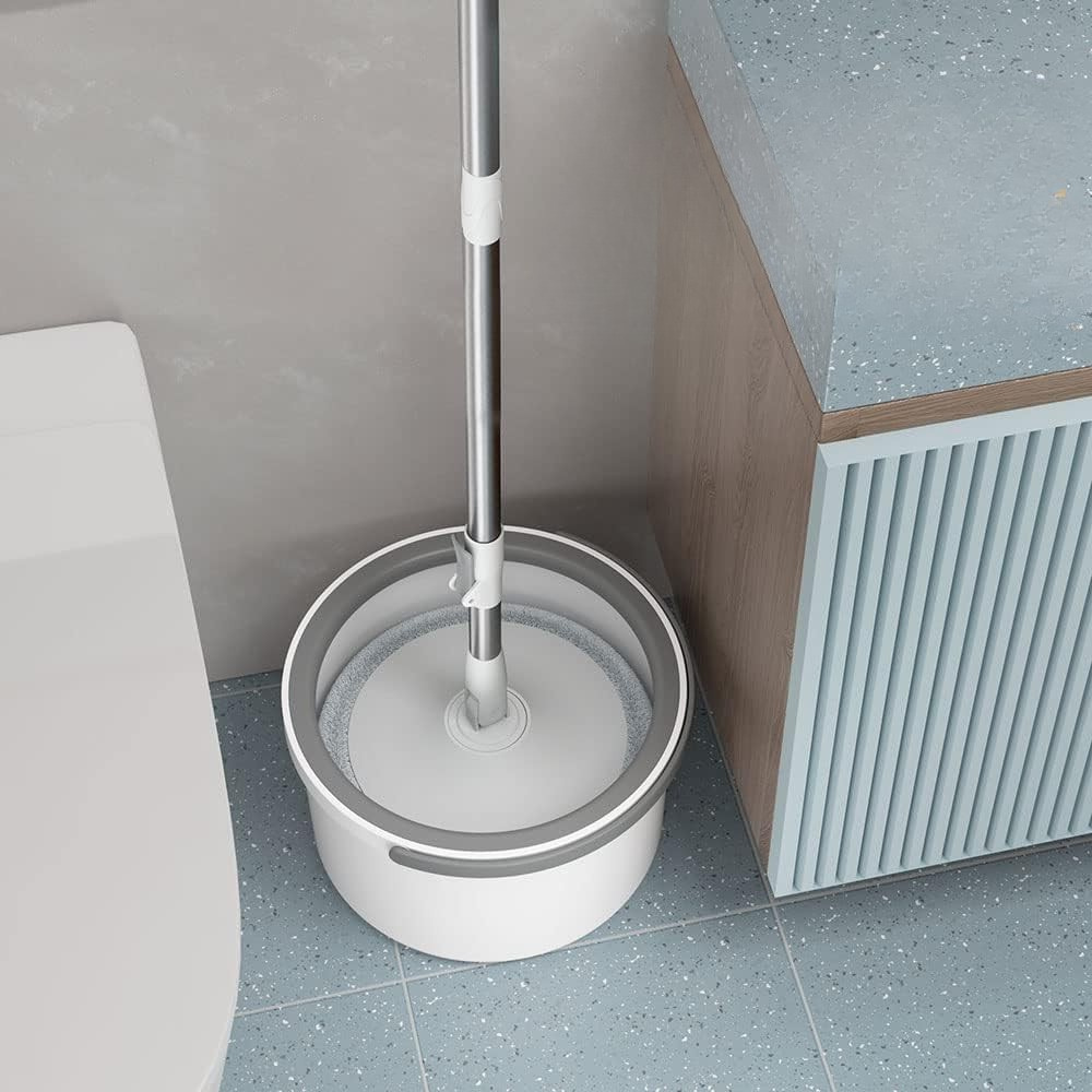 Mop Rotativ cu Galeata, 2 Rezerve Microfibra, Centrifuga, Tija Telescopica