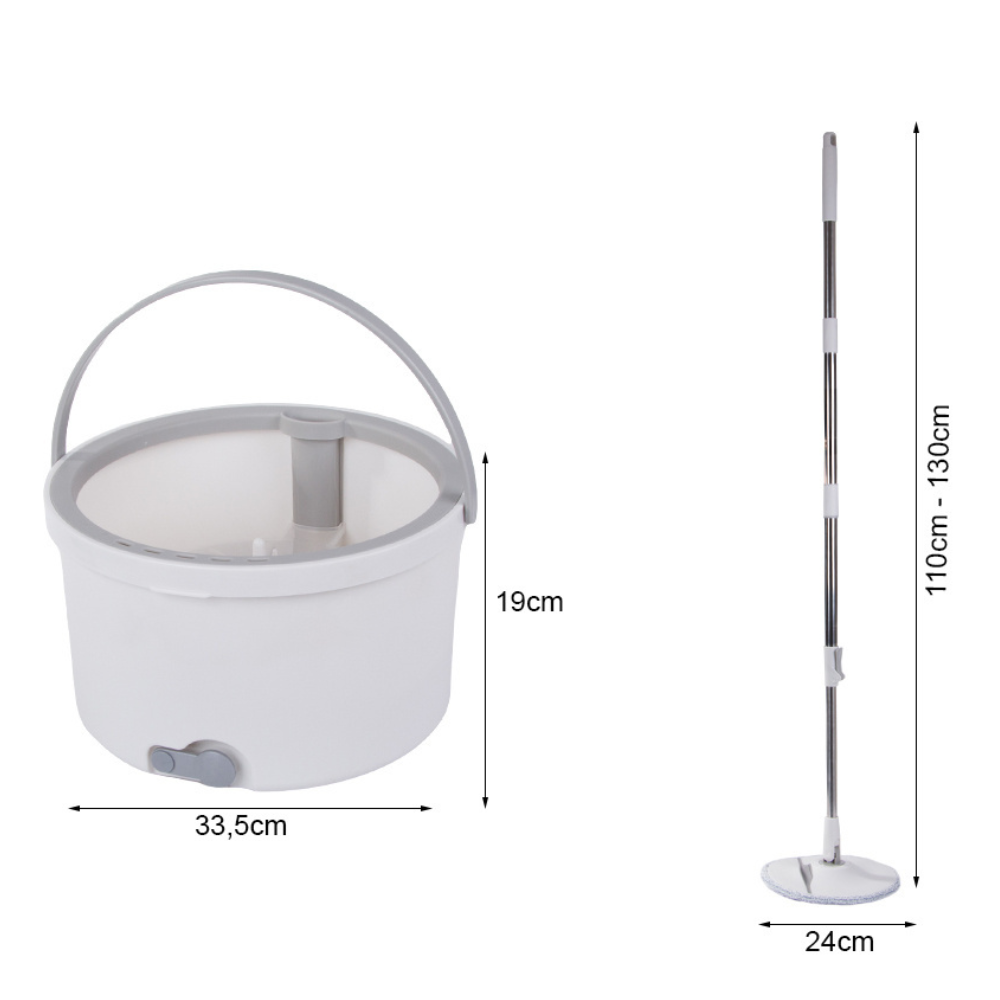 Mop Rotativ cu Galeata, 2 Rezerve Microfibra, Centrifuga, Tija Telescopica