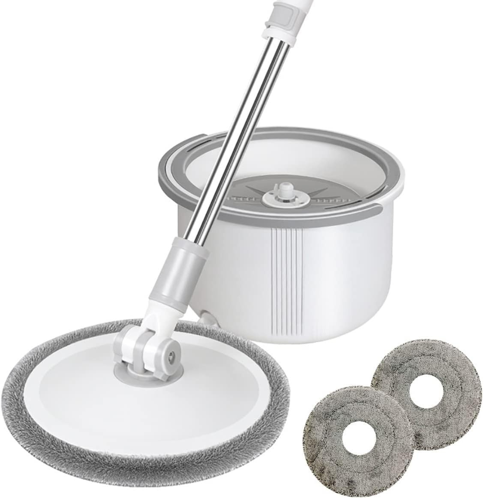 Mop Rotativ cu Galeata, 2 Rezerve Microfibra, Centrifuga, Tija Telescopica