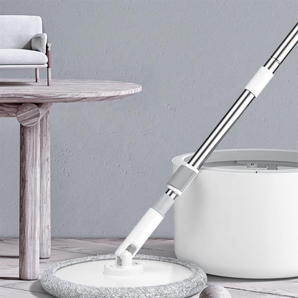 Mop Rotativ cu Galeata, 2 Rezerve Microfibra, Centrifuga, Tija Telescopica