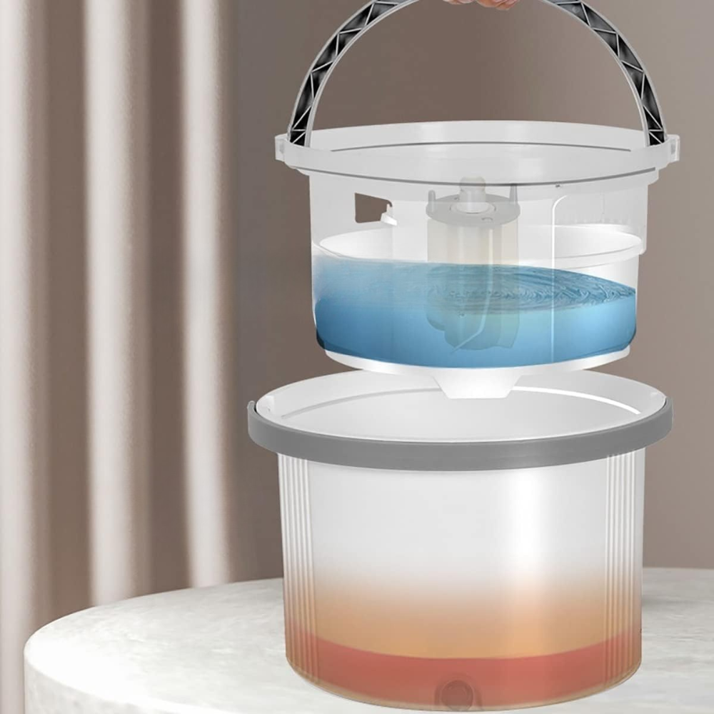 Mop Rotativ cu Galeata, 2 Rezerve Microfibra, Centrifuga, Tija Telescopica