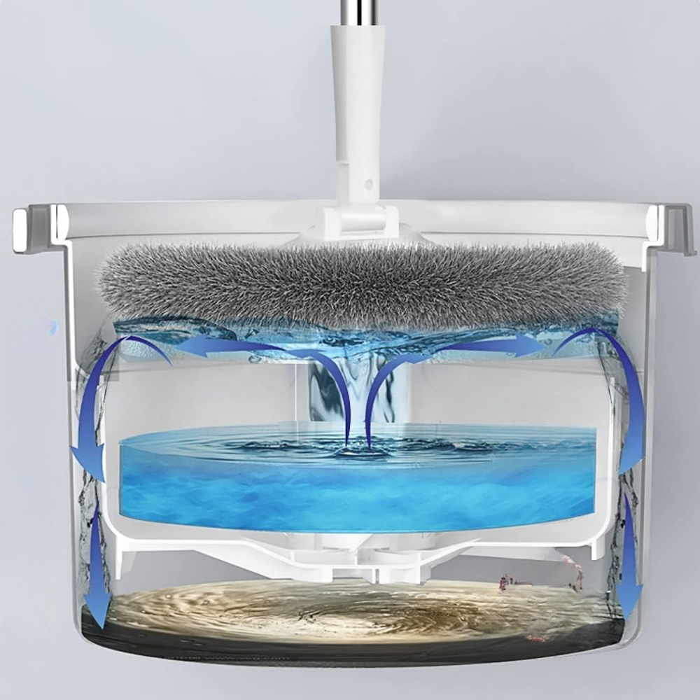 Mop Rotativ cu Galeata, 2 Rezerve Microfibra, Centrifuga, Tija Telescopica