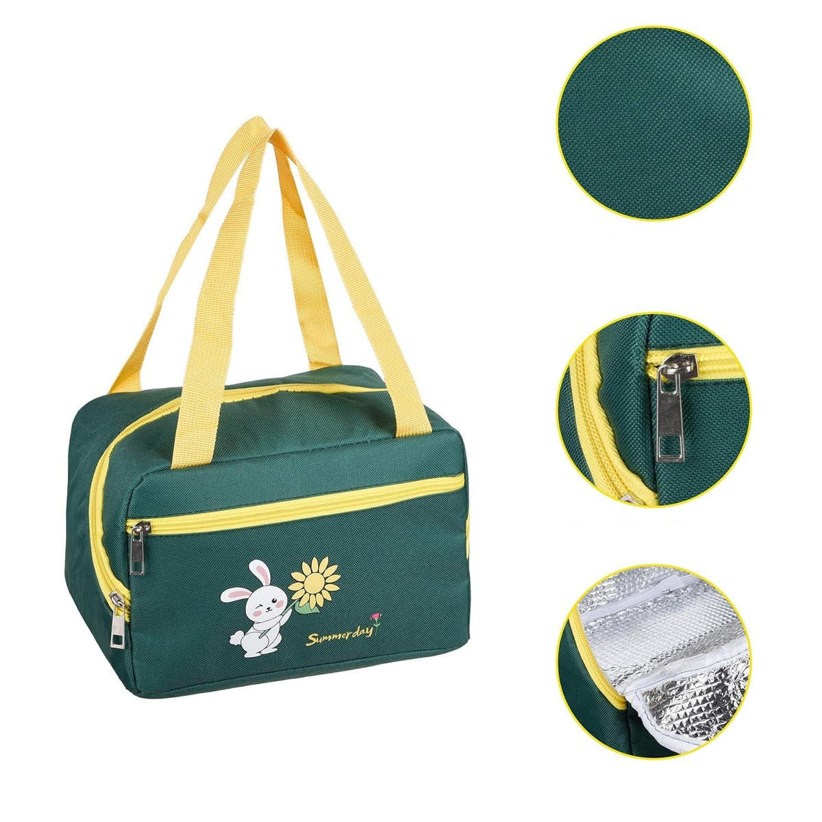 Geanta Termica pentru Pranz, Model Iepuras, 6.4L, 30x21x20cm, Impermeabila, Buzunar Frontal