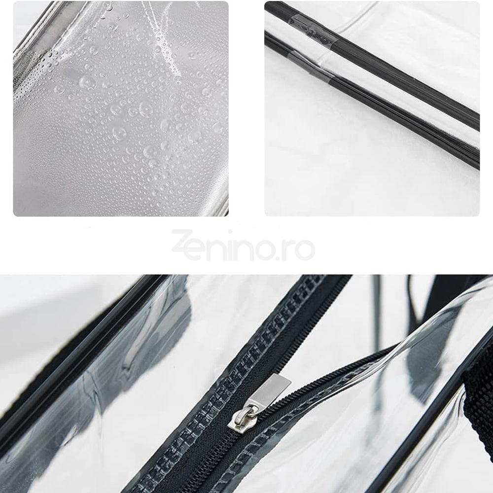 Комплект от 3 козметични чантички-органайзери, водоустойчиви, 3 различни размера, PVC, за пътуване, прозрачни