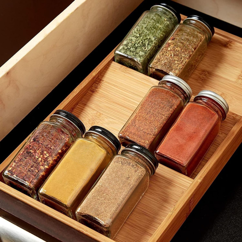 Spice Rack, Drawer, 3 Tiers, Bamboo