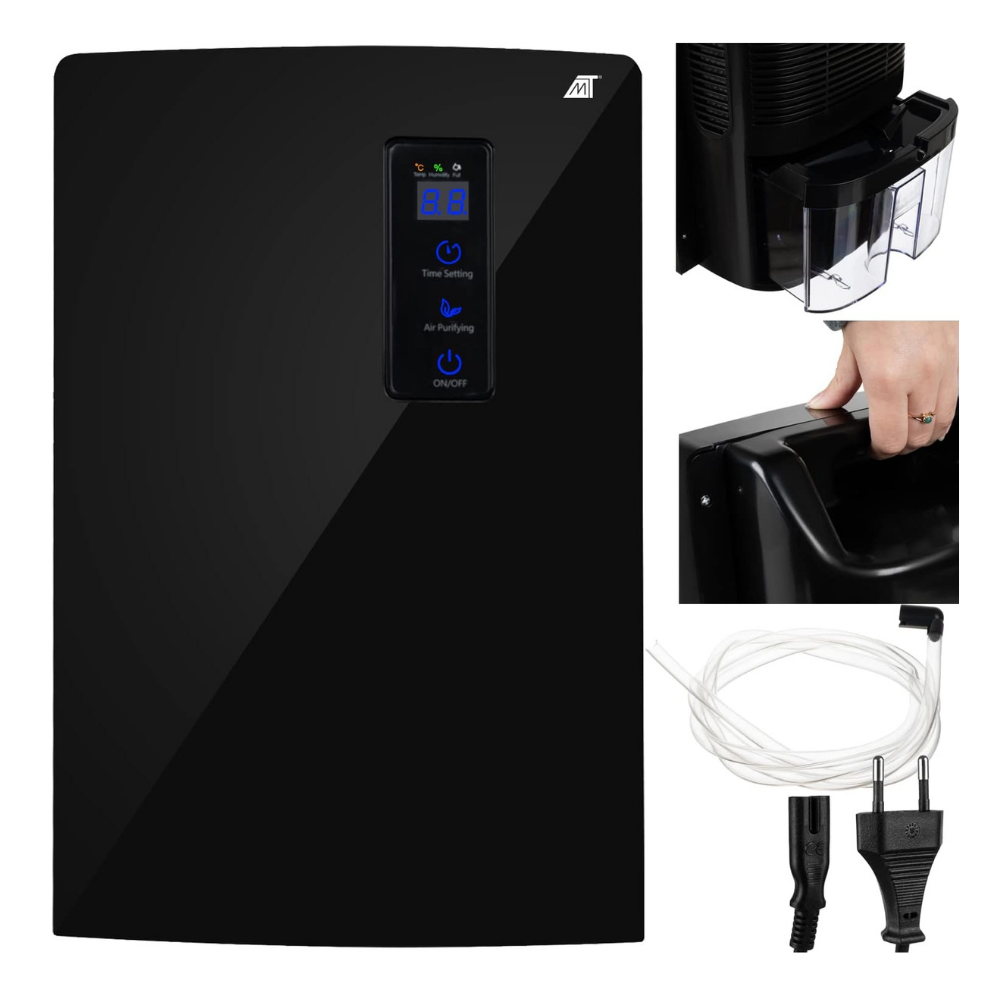 2in1 Dehumidifier, Purification Function, Coverage 30sqm, 1500ml Tank, 90W, Black