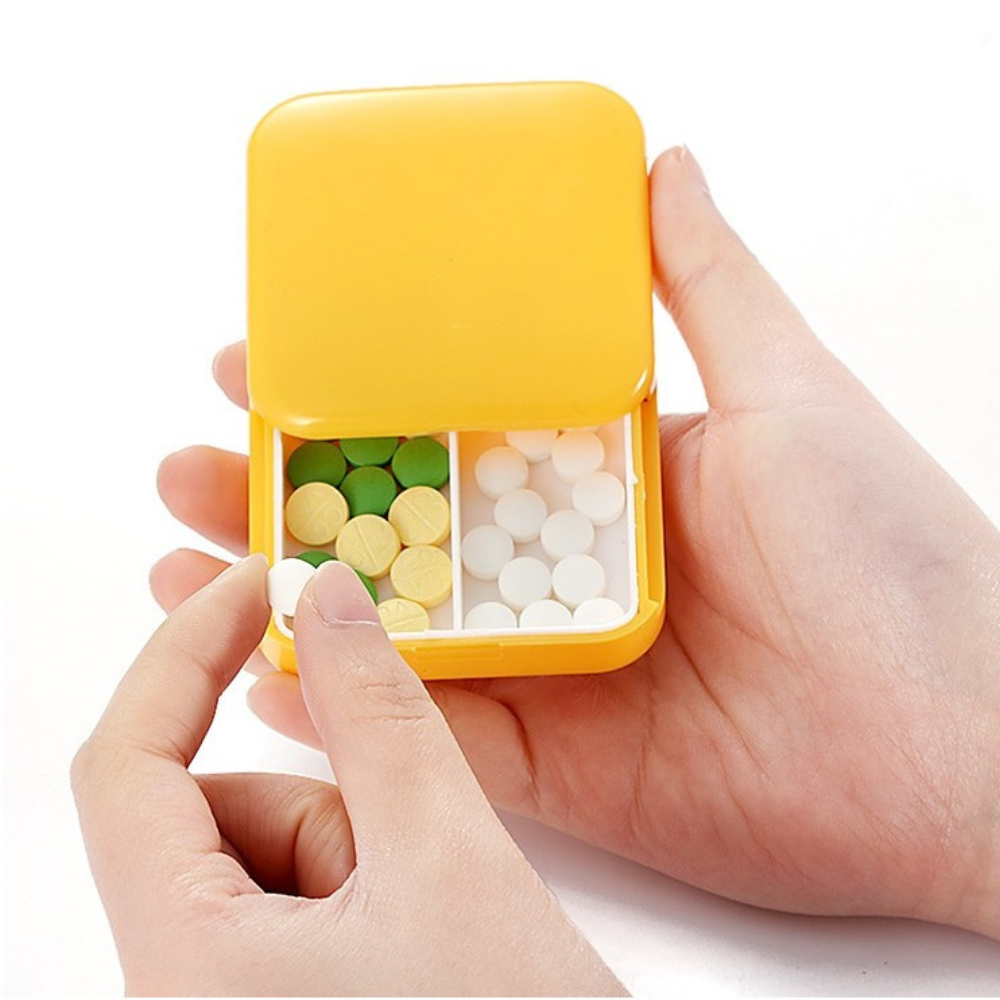 Mini Cutie Medicamente, 2 Compartimente, Sistem Glisant, Inchidere Etansa