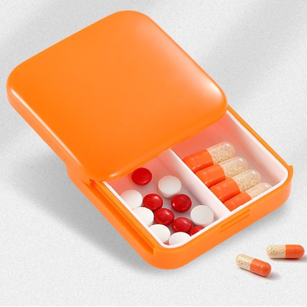 Mini Cutie Medicamente, 2 Compartimente, Sistem Glisant, Inchidere Etansa