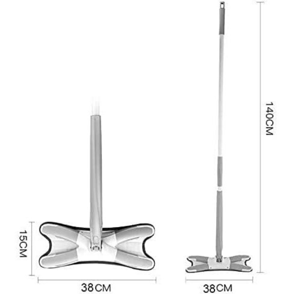 Микрофибърен моп, супер абсорбиращ, система за изстискване, телескопичен прът 140 см, въртене на 360 градуса