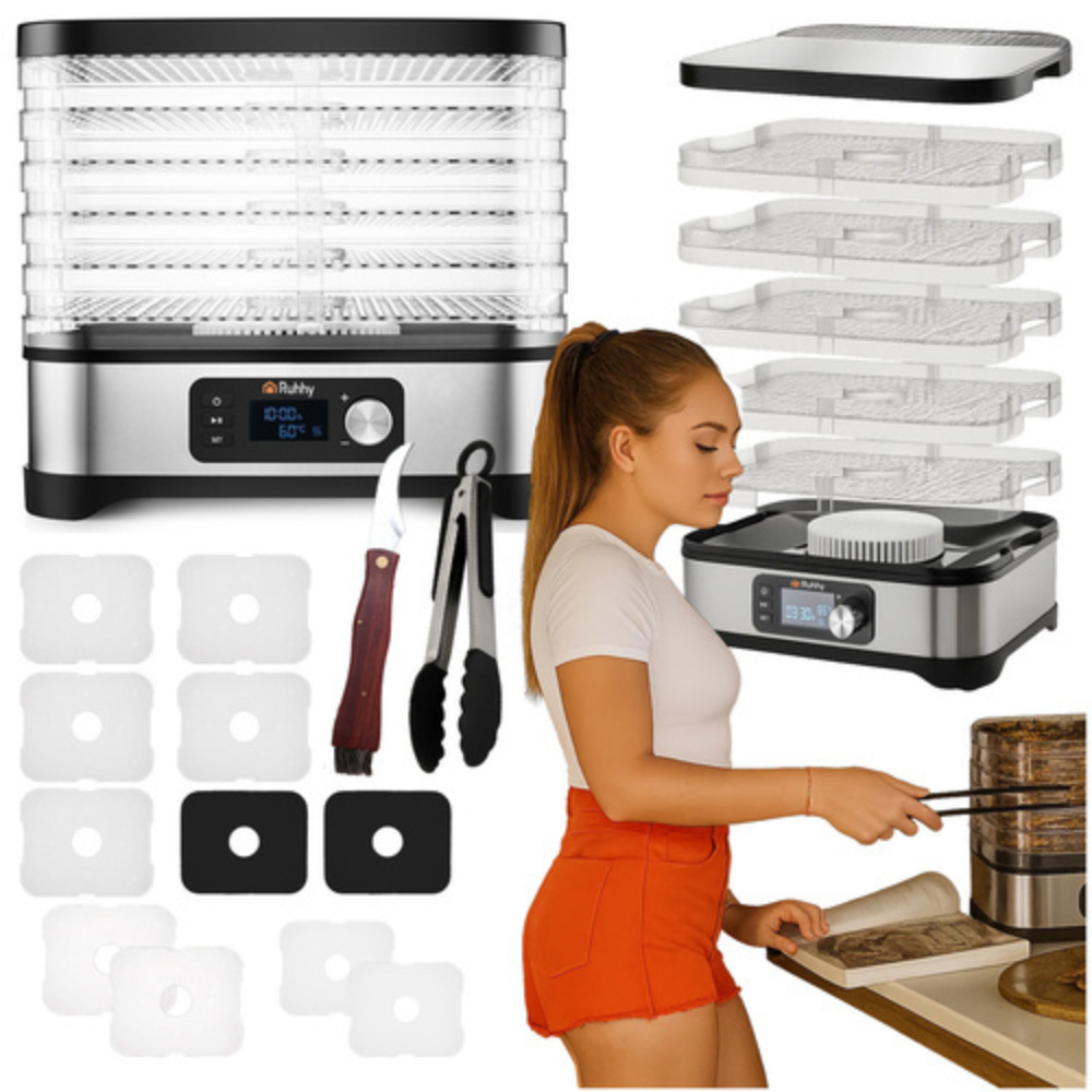 Deshidrator Electric Legume, Fructe, 5 Tavi, 400W, cu Programare, Afisaj LCD