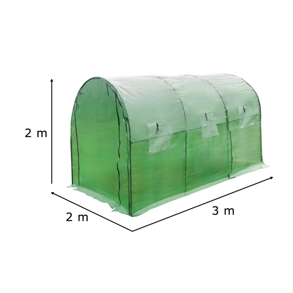 Solar de Gradina, pentru Plante/Legume, Structura Otel, cu Ferestre, Folie Plasa PE 130g/m, Verde