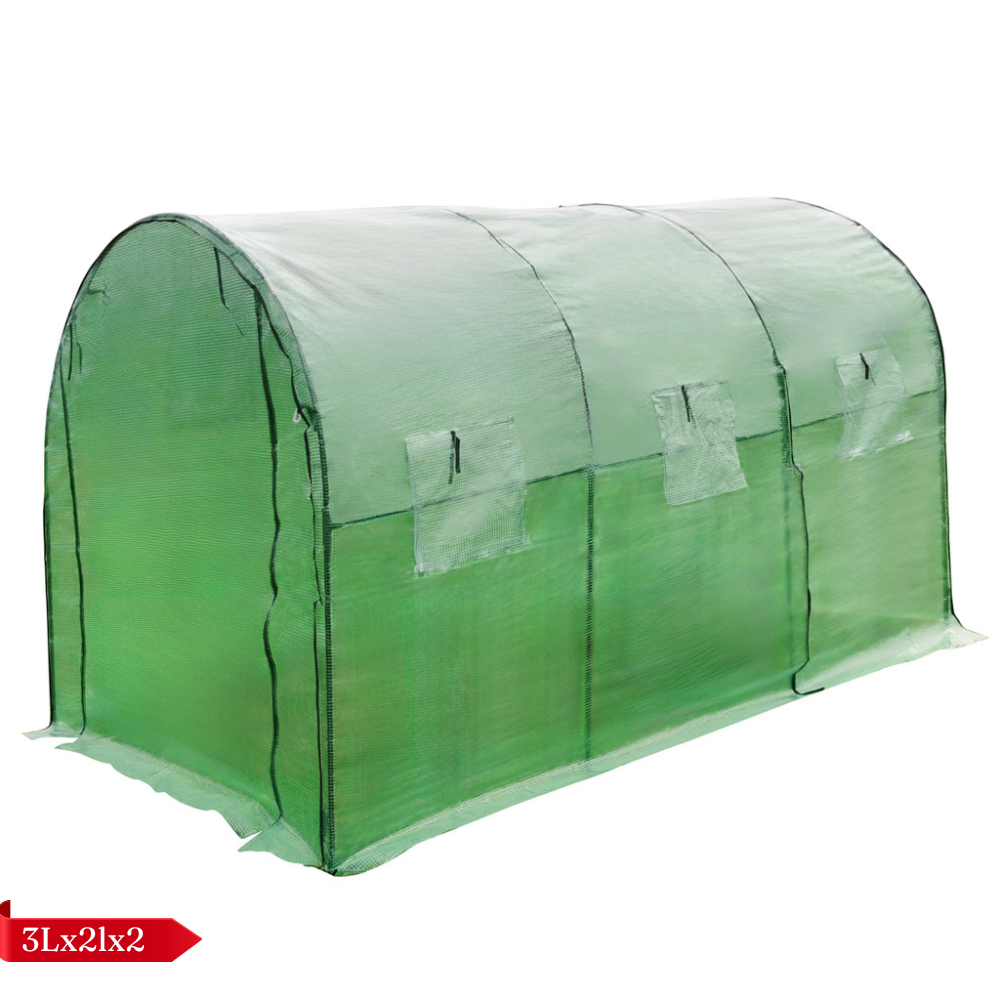 Solar de Gradina, pentru Plante/Legume, Structura Otel, cu Ferestre, Folie Plasa PE 130g/m, Verde