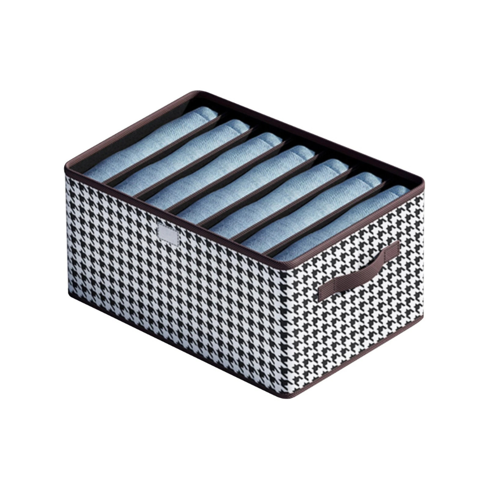 Кутия за съхранение на дрехи, с отделения, затварящ се капак, текстилен материал