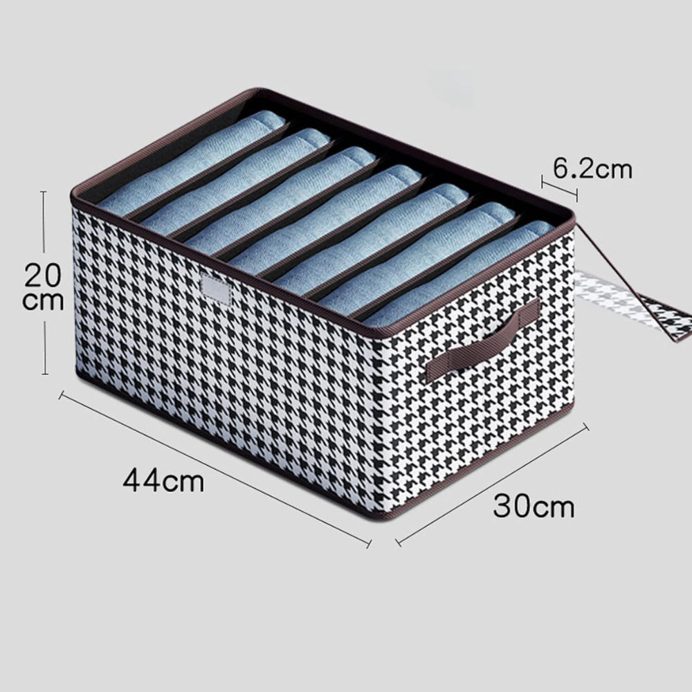 Кутия за съхранение на дрехи, с отделения, затварящ се капак, текстилен материал