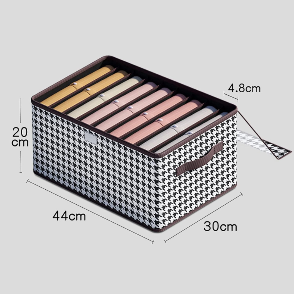 Кутия за съхранение на дрехи, с отделения, затварящ се капак, текстилен материал