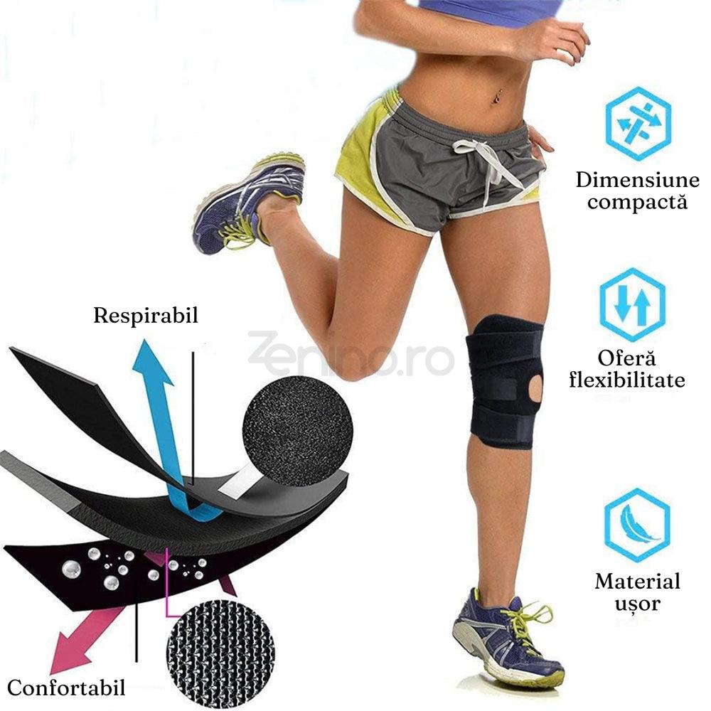 Knee Brace with 3 Attachments, Adjustable Straps, Universal Size, Velcro Attachment, EVA Sponge, Black/Red