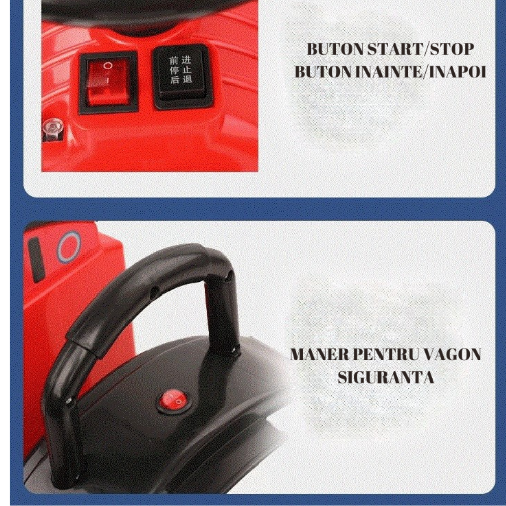 Electric Train, 2 Seats, Steam Locomotive, 1-6 Years, Max.60kg, Remote Control, Red