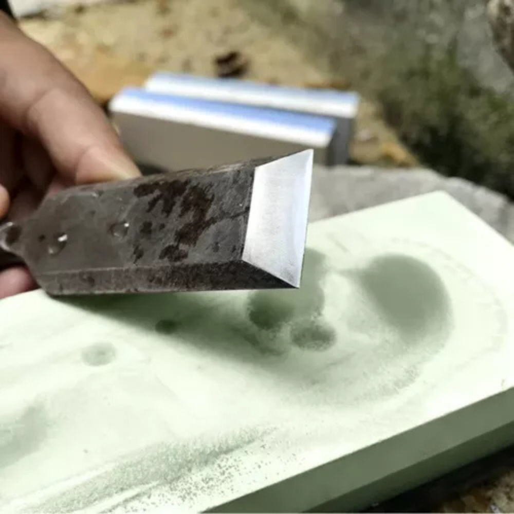 Комплект камъни за заточване на ножове, инструменти, 5 зърна, полиране на кожа, бамбукова стойка