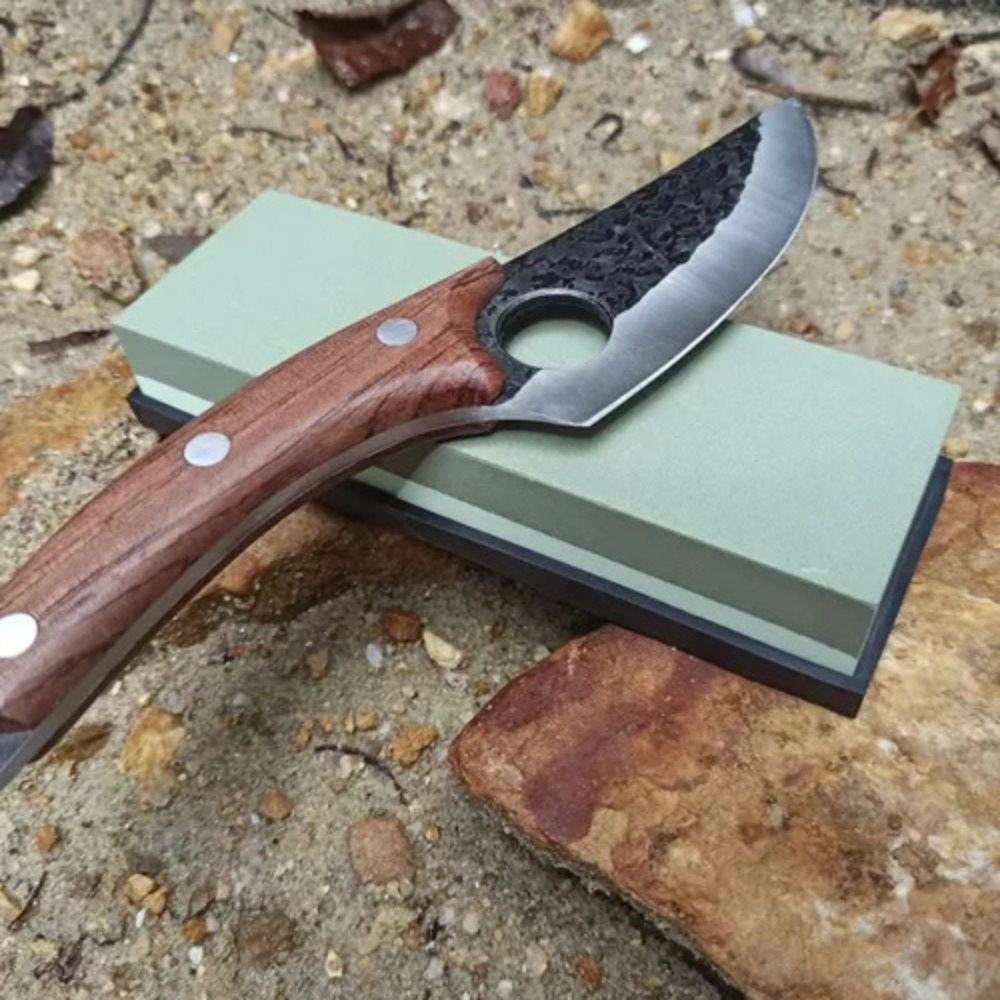 Комплект камъни за заточване на ножове, инструменти, 5 зърна, полиране на кожа, бамбукова стойка