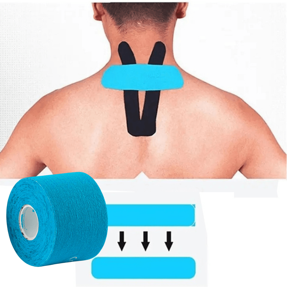 Kinesiology Tape, for Muscle Stretches, Joint Pain, Waterproof, Cotton, Hypoallergenic Adhesive Layer, 5cm x 5m, Beige, Black, Blue