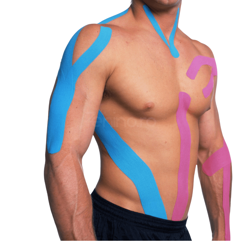 Kinesiology Tape, for Muscle Stretches, Joint Pain, Waterproof, Cotton, Hypoallergenic Adhesive Layer, 5cm x 5m, Beige, Black, Blue