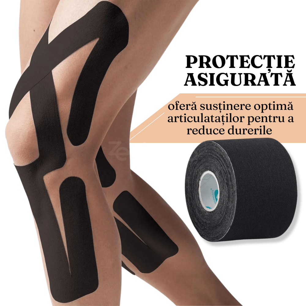 Kinesiology Tape, for Muscle Stretches, Joint Pain, Waterproof, Cotton, Hypoallergenic Adhesive Layer, 5cm x 5m, Beige, Black, Blue