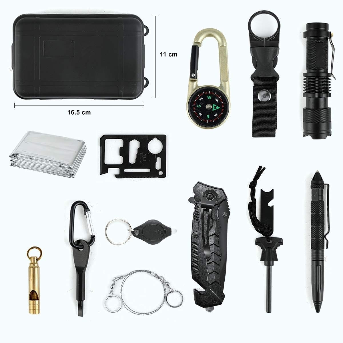 Kit Supravietuire 19in1, Instrumente Multifunctionale, Lanterna, Model Compact