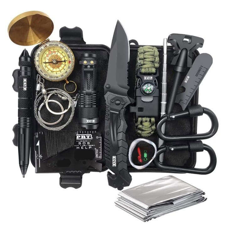 Kit Supravietuire 16in1, Instrumente Multifunctionale, Lanterna, Model Compact