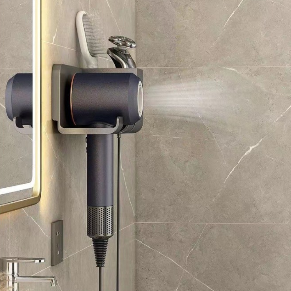 Suport Uscator de Par, Organizator Dublu, pentru Baie, Prindere Adeziva