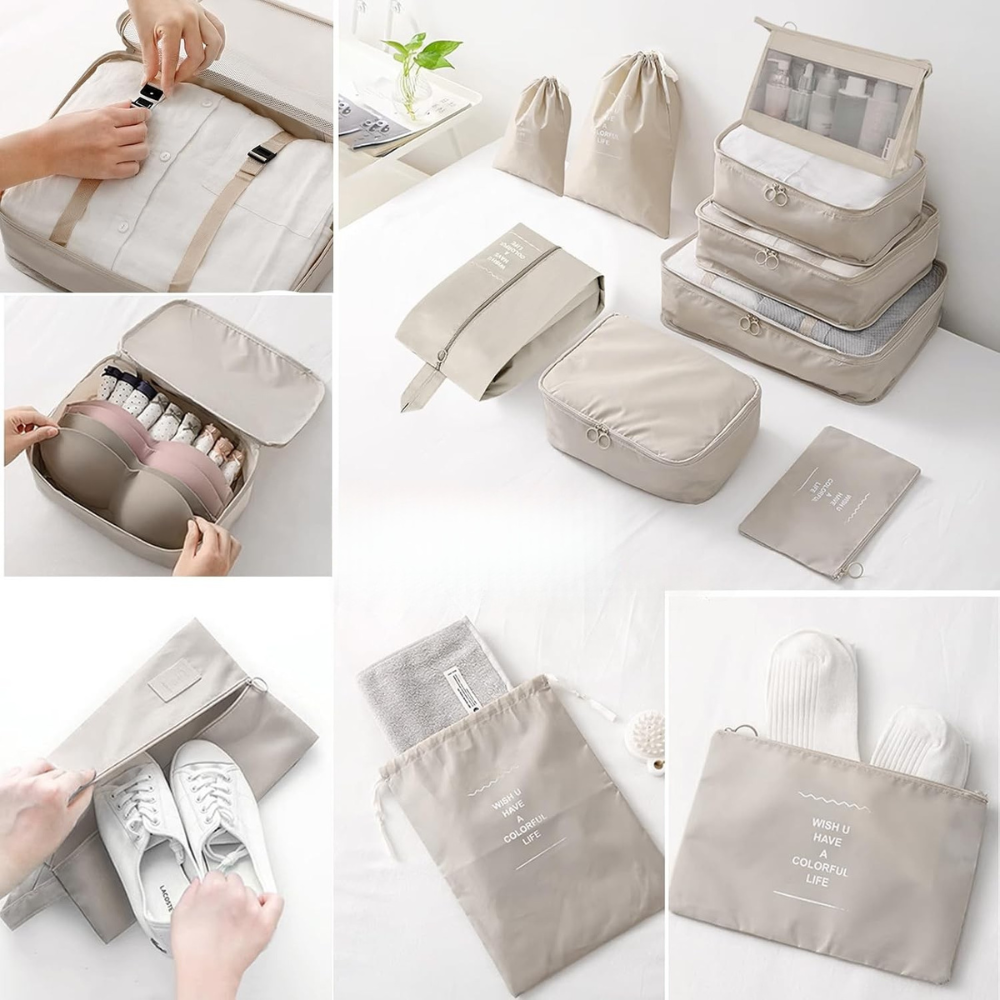 Set 7 Organizatoare Bagaj, Sac Pantofi, Portfard, pentru Calatorii, Impermeabil