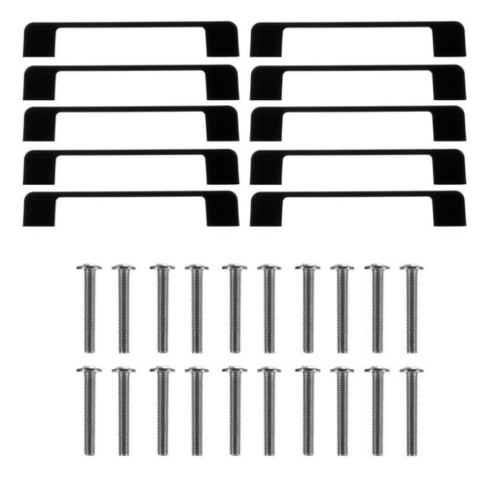 Set of 10 Furniture Handles, Versatile Application, Screws Included, Aluminum, 10.4x2.2x1.2cm, Matte Black