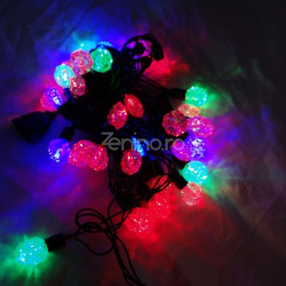 Instalatie de Craciun, Liniara 10m, 40 Becuri LED, Multicolor, 8 Jocuri de Lumini, Fir Negru, 220V, Controler