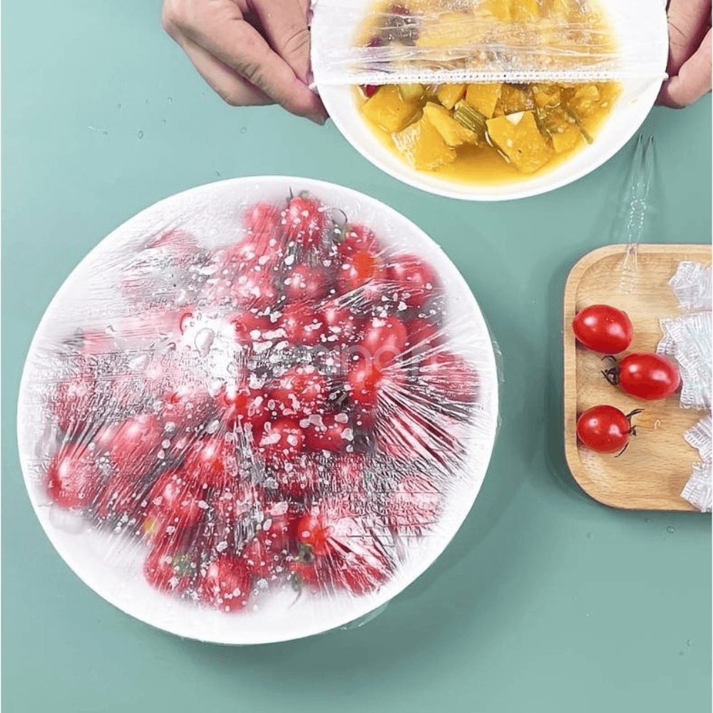 Set 100 Folii Alimente cu Elastic, Reutilizabile