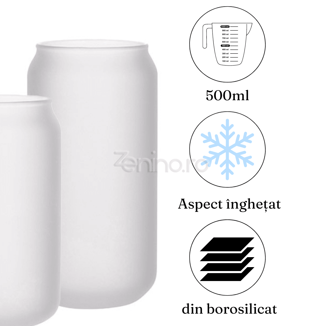 Set 4 Pahare cu Pai, Bauturi Calde si Reci, Tip Doza, Capac din Bambus/Plastic, Perie pentru Curatare, Sticla