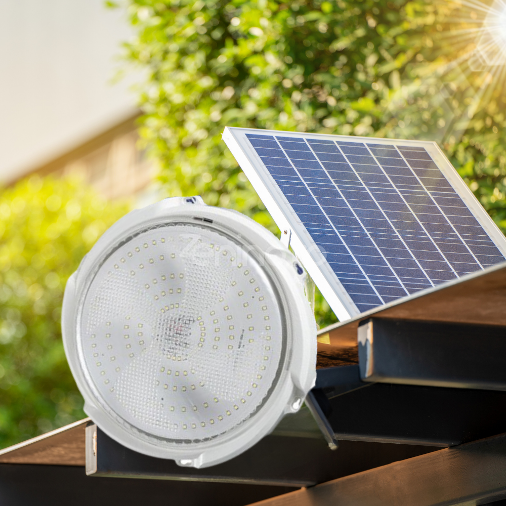 Plafoniera LED, cu Panou Solar, Putere 30W-500W, Telecomanda Control, Senzor de Miscare, PVC, Lumina Alb Rece