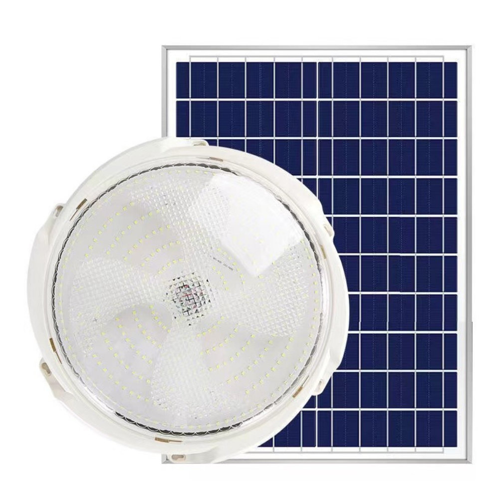 Plafoniera LED, cu Panou Solar, Putere 30W-500W, Telecomanda Control, Senzor de Miscare, PVC, Lumina Alb Rece