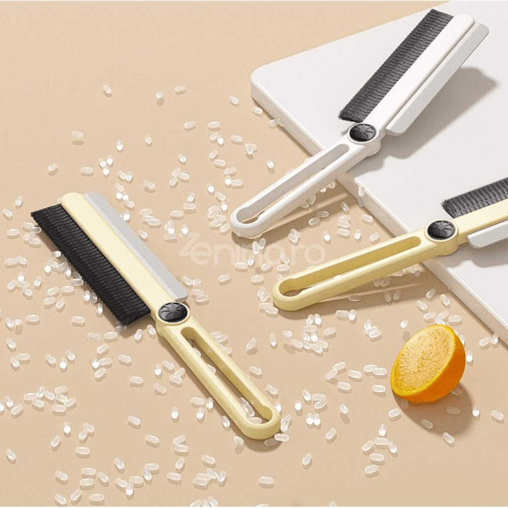 2in1 Cleaning Brush, for Narrow Spaces, Grout Cleaning, Rotating End, 24.7x4.5cm, White/Cream