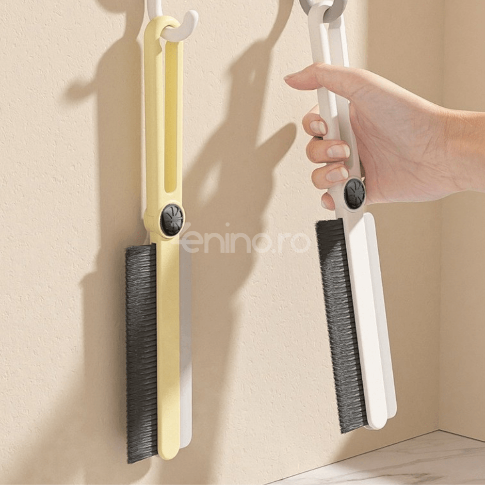 2in1 Cleaning Brush, for Narrow Spaces, Grout Cleaning, Rotating End, 24.7x4.5cm, White/Cream