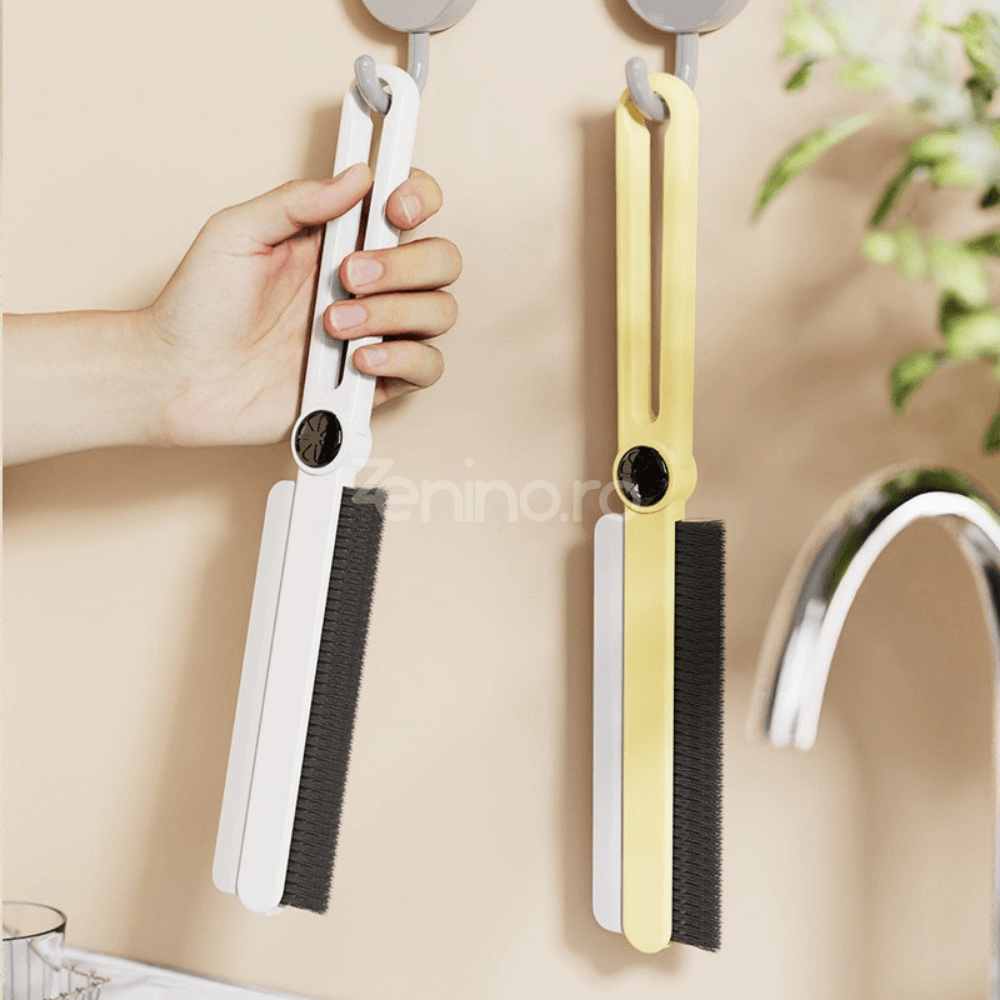 2in1 Cleaning Brush, for Narrow Spaces, Grout Cleaning, Rotating End, 24.7x4.5cm, White/Cream