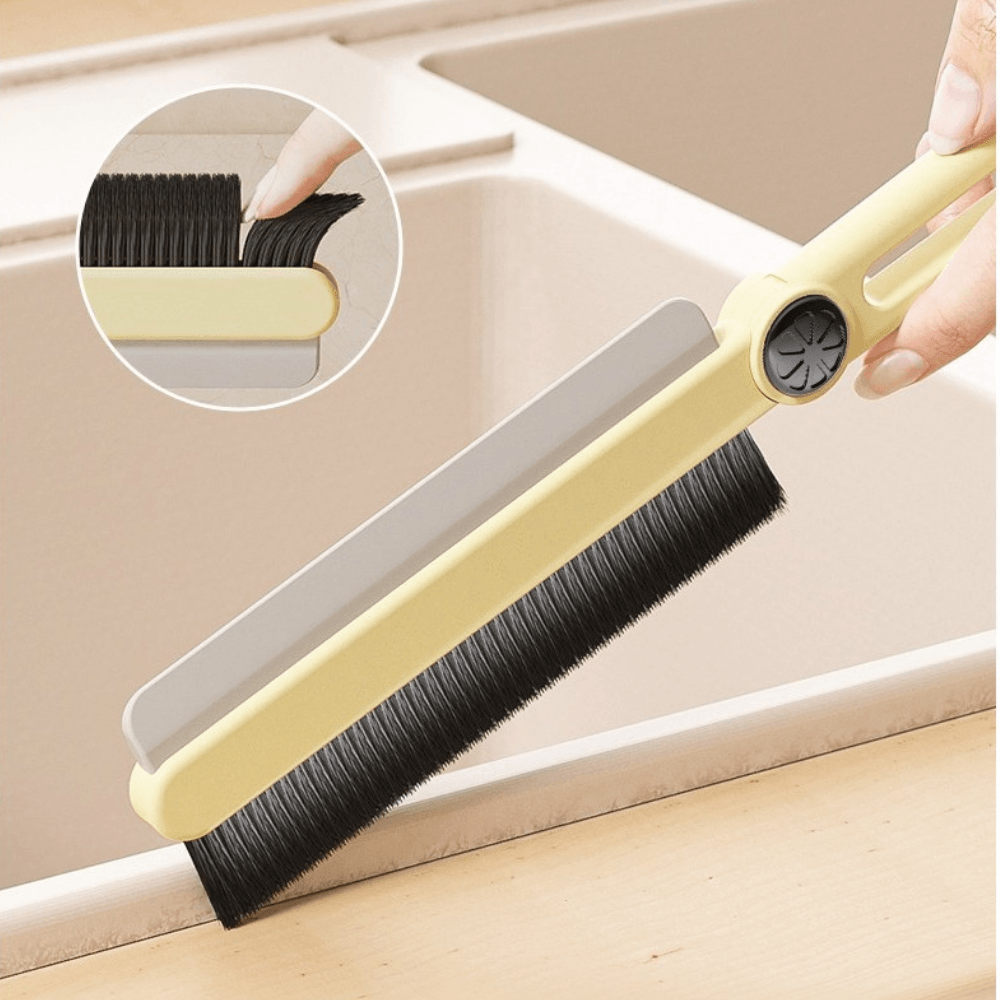 2in1 Cleaning Brush, for Narrow Spaces, Grout Cleaning, Rotating End, 24.7x4.5cm, White/Cream