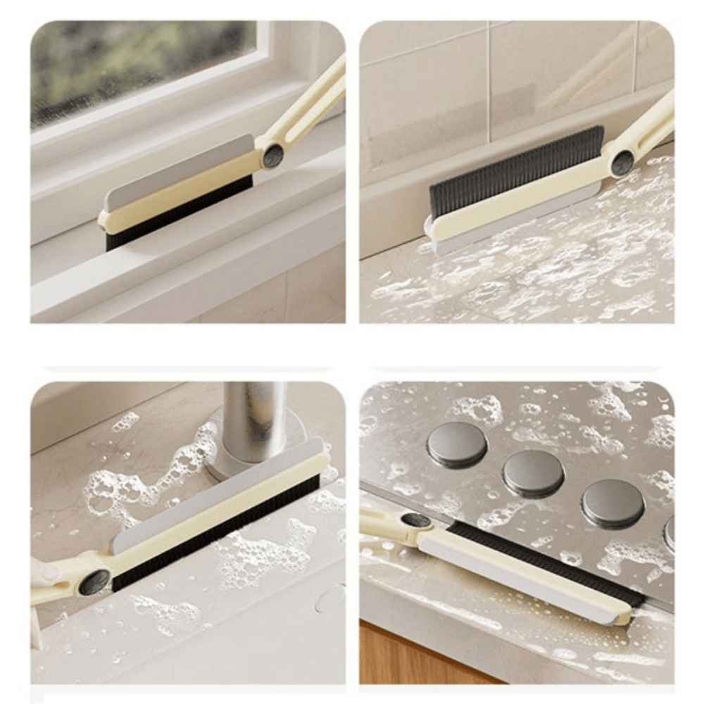 2in1 Cleaning Brush, for Narrow Spaces, Grout Cleaning, Rotating End, 24.7x4.5cm, White/Cream