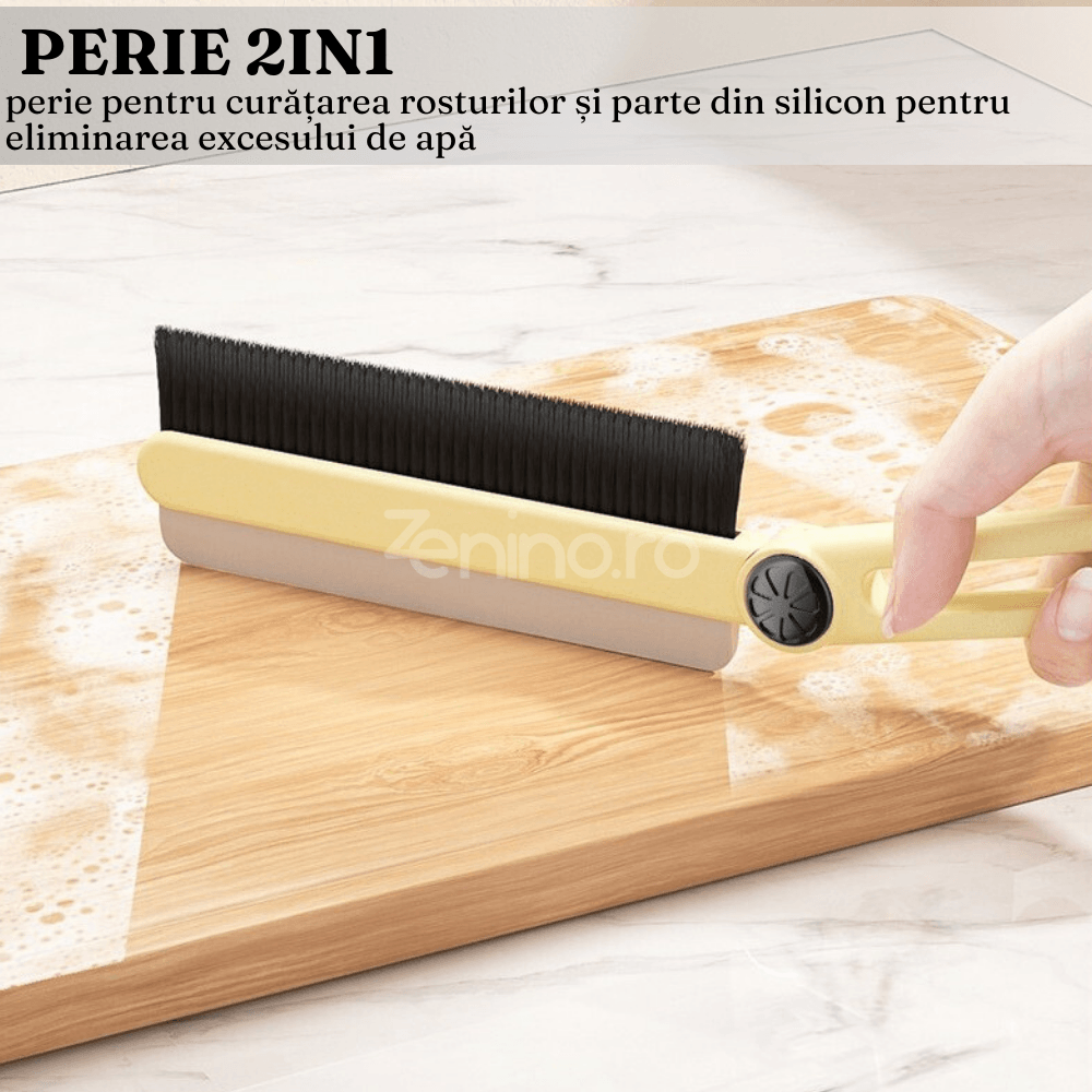 2in1 Cleaning Brush, for Narrow Spaces, Grout Cleaning, Rotating End, 24.7x4.5cm, White/Cream