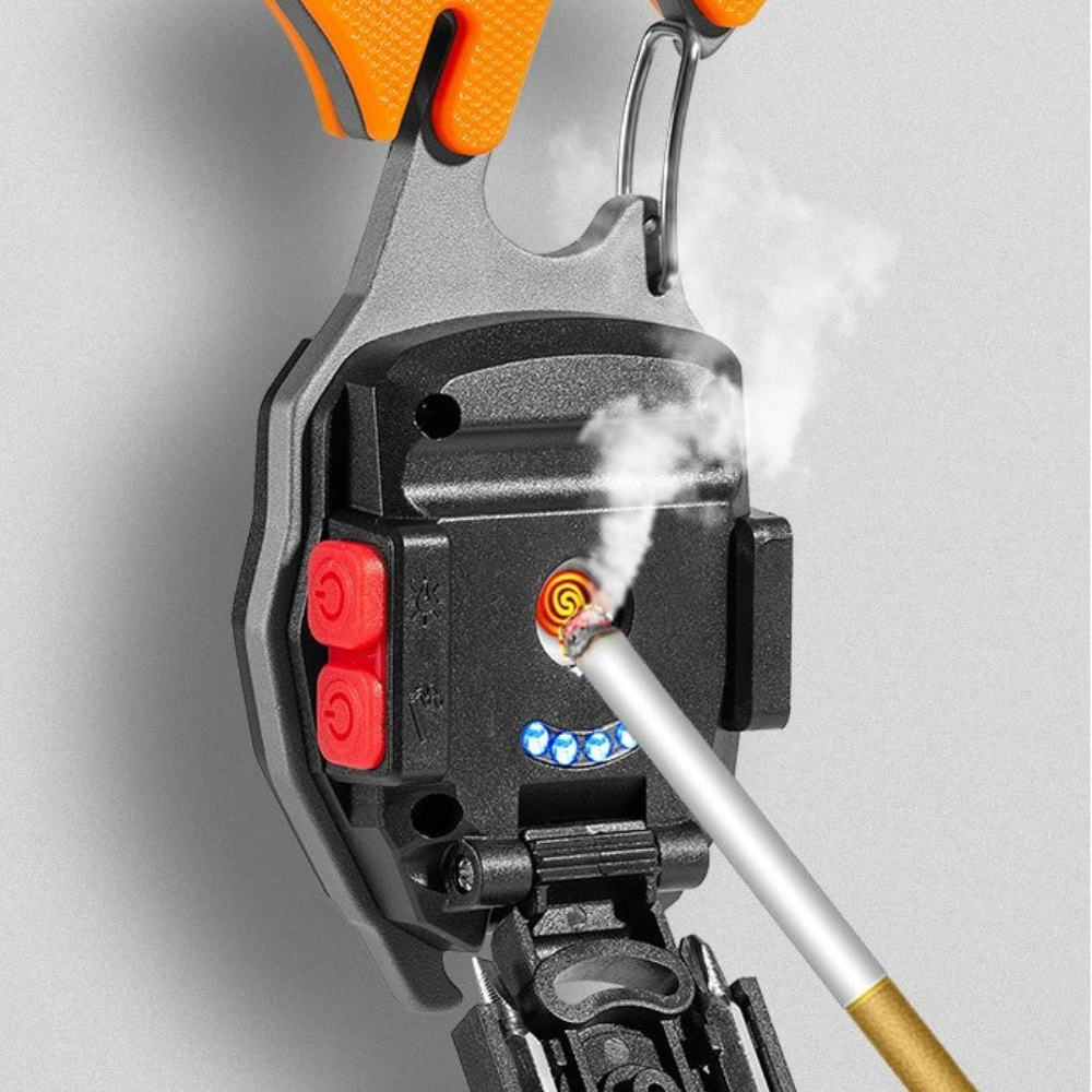 Многофункционален ключодържател, фенерче, запалка, отвертка, отварачка за капачки, черен