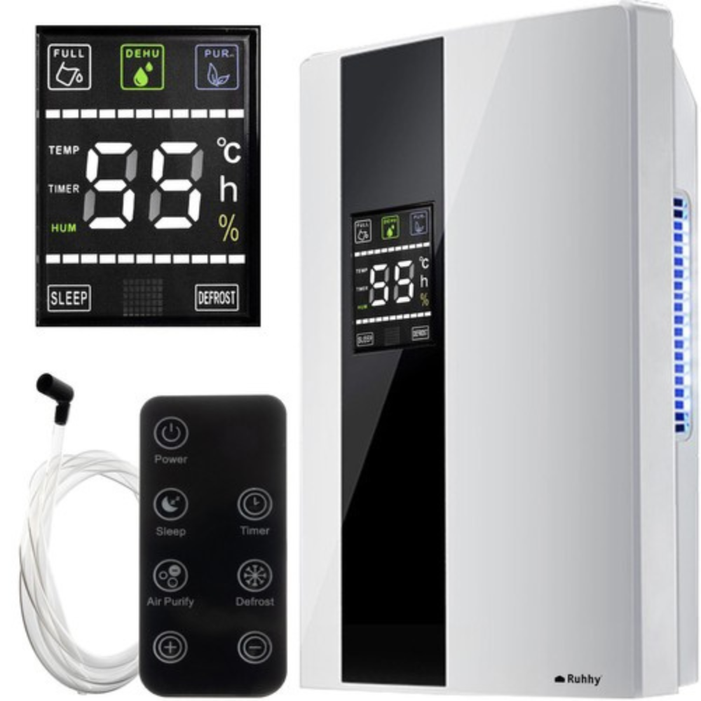 Electric Dehumidifier, 650ml/day, Anti-Mold, 1800ml Tank, 90W, Silent