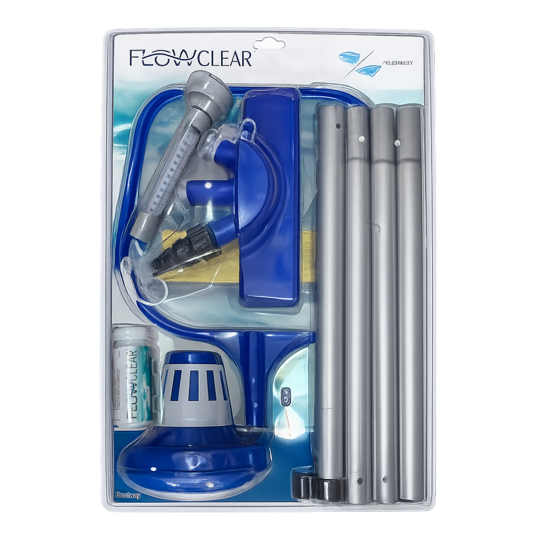 Kit Intretinere Piscina Bestway, Plasa, Dozator Clor Tablete, Tija 161cm, Petice Reparare