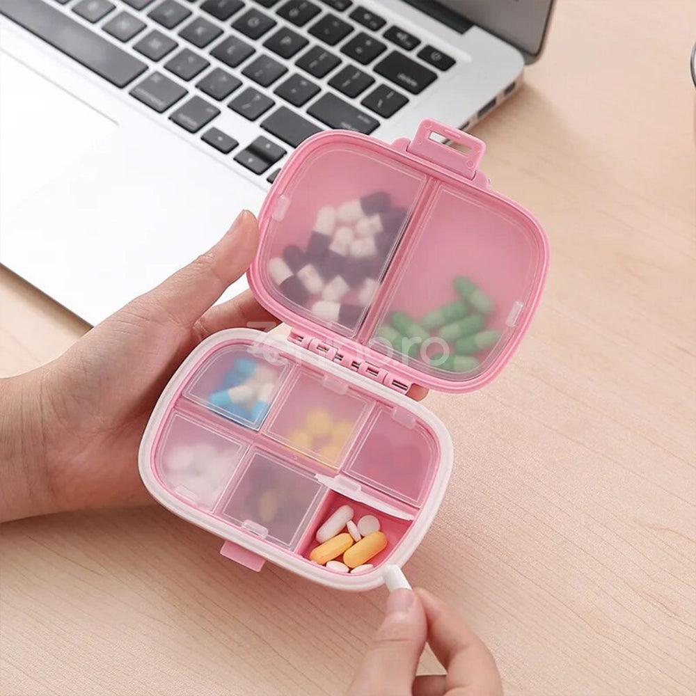 Medicine Organizer, 8 Compartments, Portable, Compact Size, 11x7cm, Plastic