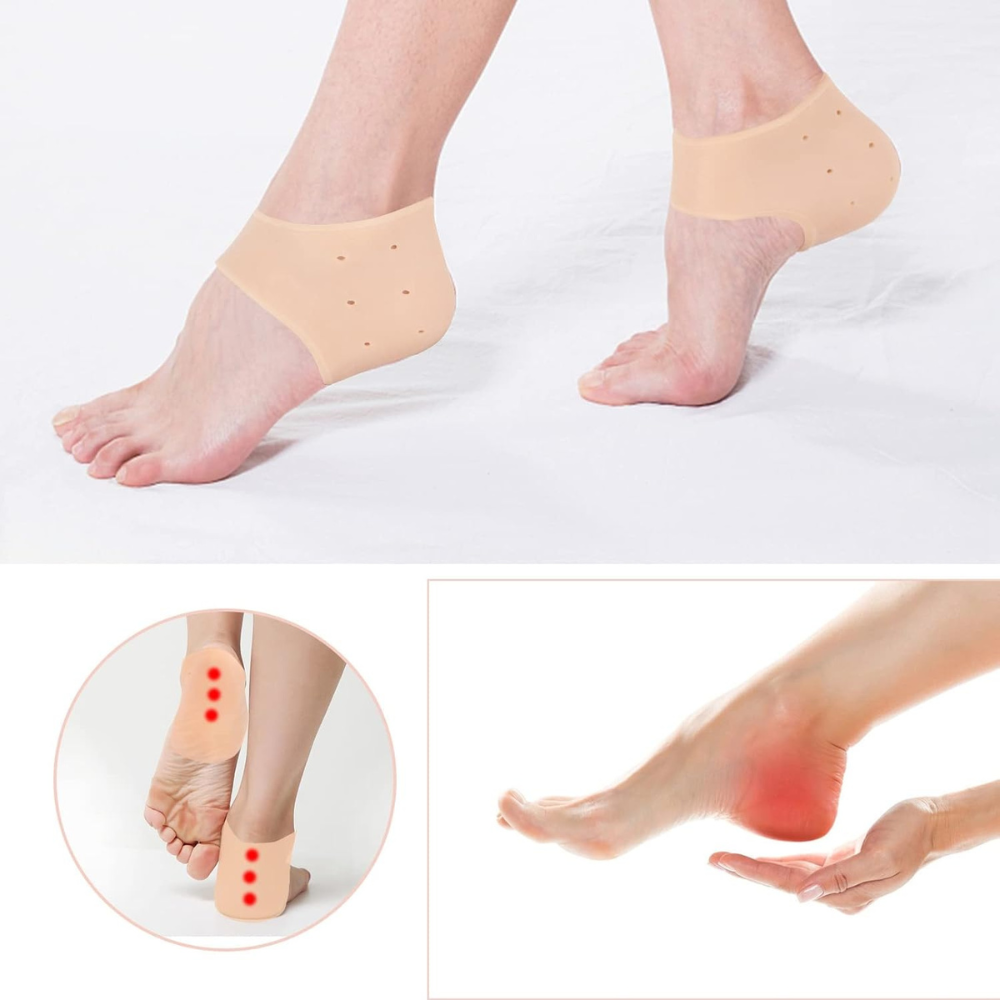 Set of 2 Heel Protectors, Moisturizing Effect, Silicone, Reusable