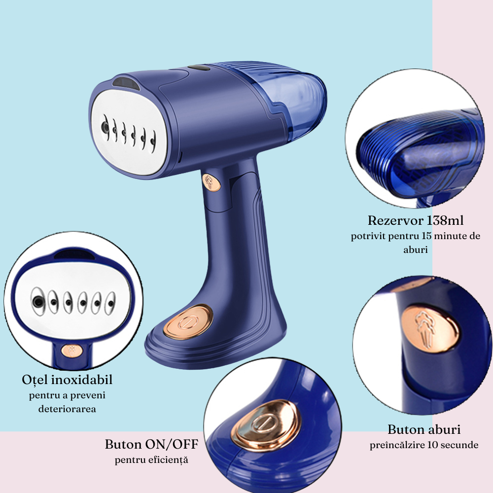 Вертикална парна ютия, 1500 W, резервоар 138 мл, преносима, функция против накип